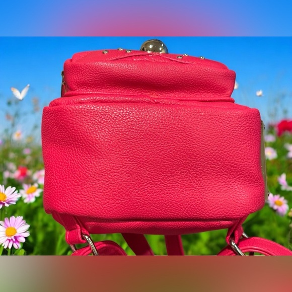 Betsey Johnson Hot Pink Mini Dog Floral Interior Backpack approx 9”x 6.5”x 3.5” - Picture 10 of 15